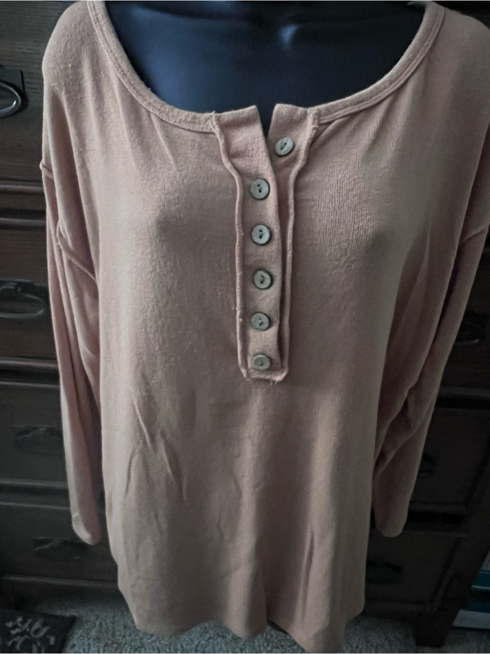 BiBi Dusty Mauve Long Sleeve Henley Tee